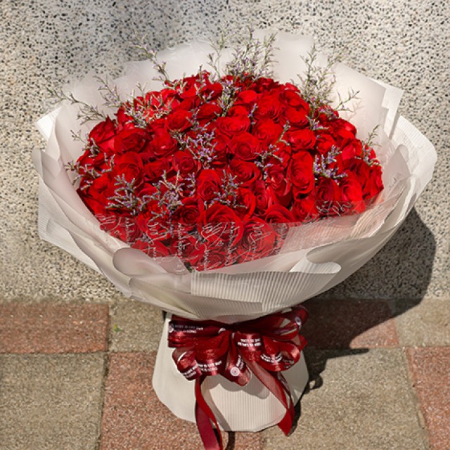 99朵進口濃情玫瑰情人玫瑰花束 心願網路花店