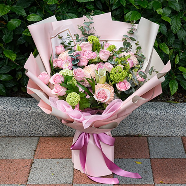 情人節要送什麼 溫柔情人粉玫瑰花束  花店代客送花