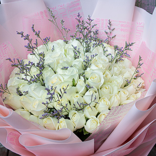 愛情恆久 99朵白玫瑰告白花束