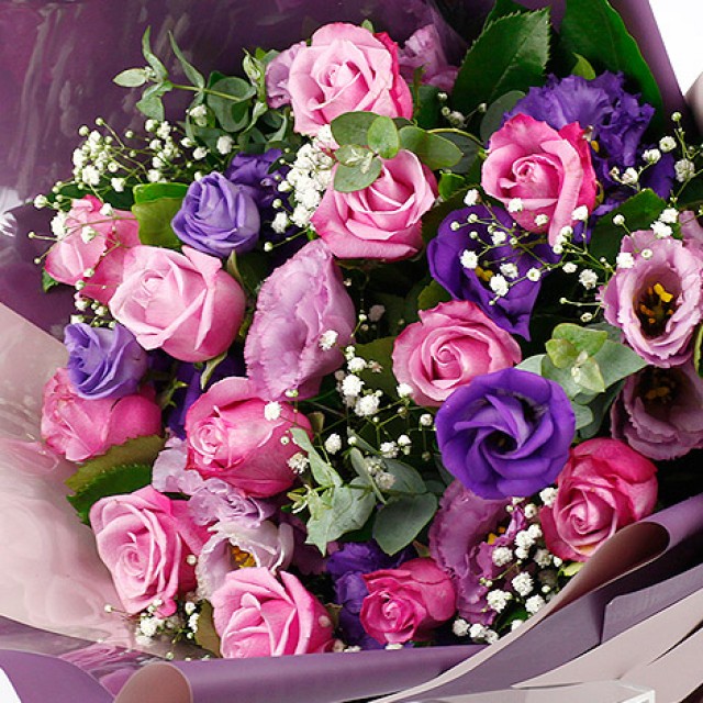 創意情人花束該送什麼只愛你紫玫瑰花束花店送花 心願網路花店