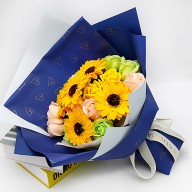 向日葵勇氣陽光香皂花束 藍色包裝