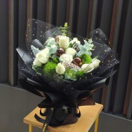 閃耀聖誕星辰  白玫瑰雪國聖誕花束