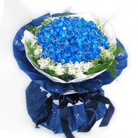 99朵玫瑰藍色玫瑰花告白花束 心願網路花店