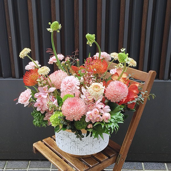 【美品】粉彩大花盆