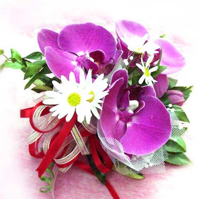 胸花-多朵蝴蝶蘭 胸花 手工胸花 蕾絲胸花 緞帶 鮮花 記者會 婚禮胸花 胸花材料 