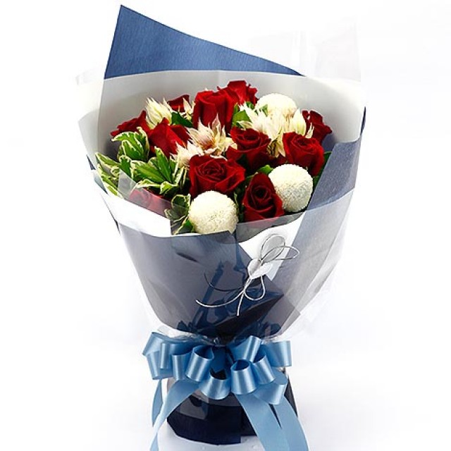 花店傳情嚴選進口濃情蜜意11朵紅玫瑰花束 心願網路花店