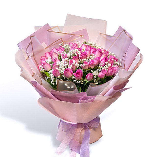 撒了糖的愛情  50朵紫天王玫瑰花束 花束 情人節花束 玫瑰花束 