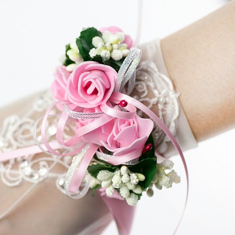 甜蜜花飾緞帶 手腕花 緞帶 手腕花 婚禮用品 